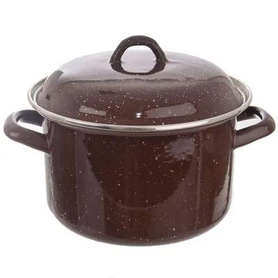 Obrázok produktu pre ORION Smaltovaný hrniec na varenie BROWN 18 cm 2,5 l s pokrievkou pre plynový indukčný sporák