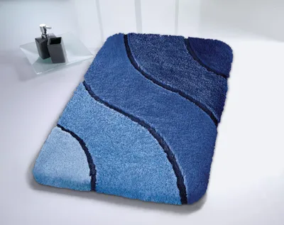 Produktbild von Kleine Wolke Badteppich Wave marineblau, 55 x 65 cm