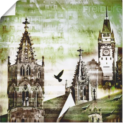 Produktbild von ARTland Poster Freiburg Skyline Abstrakte Collage Größe: 70x70 cm