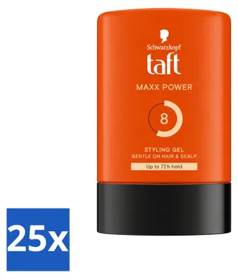 Zdjęcie produktu dla 25 sztuk Taft Men Maxx Power Gel 8 - Żel do stylizacji włosów - 300 ml - Opakowanie ekonomiczne