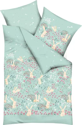 Produktbild von Kaeppel Kinder-Bettwäsche Bunnys" mint 1x 100x135 cm + 1x 40x60 cm"