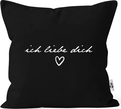 Produktbild von Kissen-Bezug Liebesbotschaft Herz ich liebe dich Geschenk Frau/Mann Geliebte/r Jahrestag Valentinstag Weihnachten MoonWorks® schwarz unisize