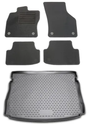 Gummi-Kofferraumwanne + Fußmatten Set für VW Golf 7 5G, Bj. 2013-, schwarz