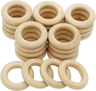 Produktbild von Holzringe 30 mm Durchmesser, 24 Stück, unbehandelt, für Macramé