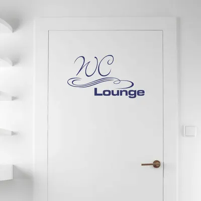 Produktbild von Wandtattoo - Wandaufkleber - Tür- Wandtattoo "WC Lounge" - 50cm x 28cm königsblau - Dekoration Küche Wohnzimmer Wand