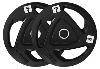 Produktbild von PH Fitness Hantelscheiben-Set, 5 kg – PH Fitness Tri-Grip, Gusseisen, 50 mm, Studioqualität