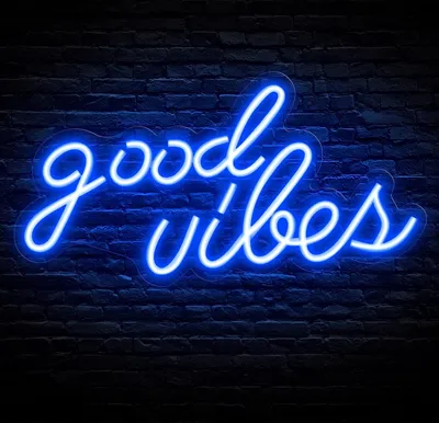 Produktbild von Good Vibes Leuchtreklame LED Neonlicht USB Neonschild Neon Nachtlicht für Wand Kinderzimmer Spielzimmer Bar Party Weihnachten Dekoration, Blau