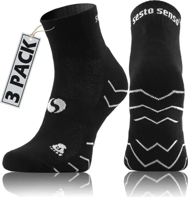 Produktbild von Sesto Senso Sportsocken – Bequeme, atmungsaktive Socken – Uni für Damen und Herren, Größe 35-38, Schwarz, 3er Pack
