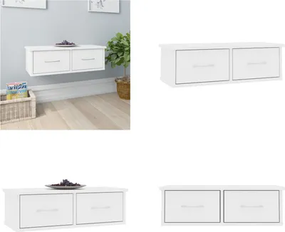 Produktbild von vidaXL Wand Schubladenregal Weiß 60x26x18,5 cm Holzwerkstoff - Schubladenregal - Schubladenregale - Wandregal - Wandregale
