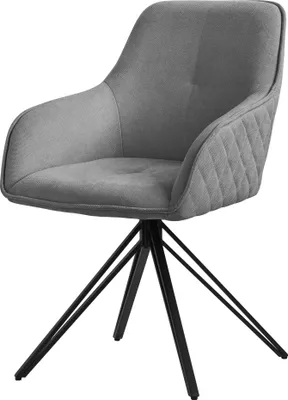 Zdjęcie produktu dla Obrotowe krzesło do jadalni ML-Design, szare, wykonane z tkaniny z metalowymi nogami