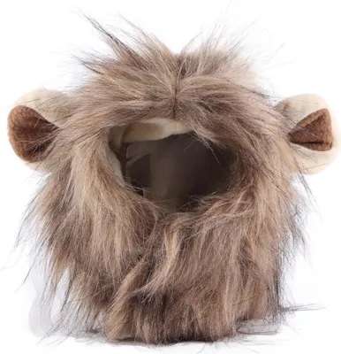 Immagine prodotto di Parrucca con criniera di leone per gatto cintura su vestiti di capelli carino Divertente copricapo animale domestico Costumi pelosi gatti piccoli cani cappuccio m