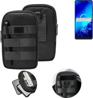 Produktbild von K-S-Trade Holster Gürtel Tasche kompatibel mit Alcatel 3 (2019) Handy Tasche Schutz Hülle dunkel-grau viele Fächer, 1x