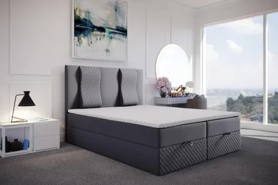 Obrázok produktu pre Prešívaná manželská posteľ s vysokým čelom 160x200 BARBI - sivá