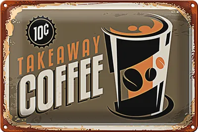 Produktbild von Blechschild Kaffee 18x12cm Retro Coffee takeaway