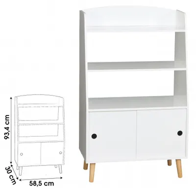 Image de Bibliothèque en bois pour enfant - L 58,5 x l 30 x H 93,4 cm - Blanc