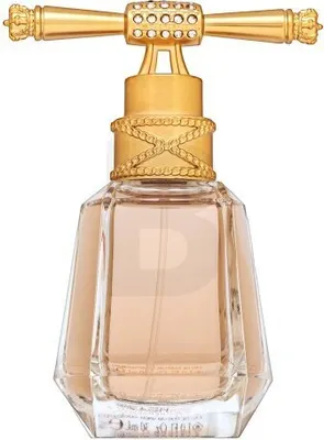 A close-up studio shot of a Juicy Couture perfume bottle.
