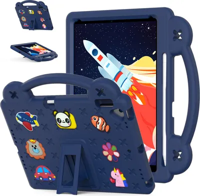 Produktbild von Schutzhülle für iPad Air 2019/ iPad Pro 10.5 Niedliche Hülle für Kinder, Stoßfest mit Griff und Ständer Dunkelblau