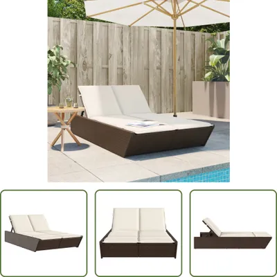 Produktbild von The Living Store Doppel-Sonnenliege mit Auflagen Braun Poly Rattan