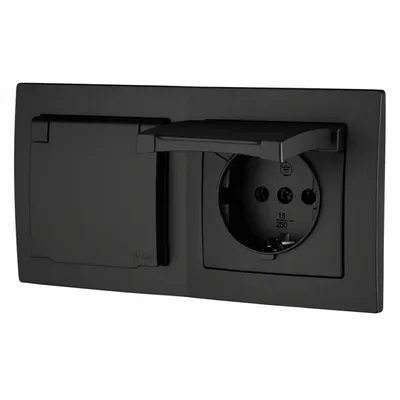 Produktbild von Unterputz Doppel-Steckdose IP44 I Aqua ET-1 schwarz