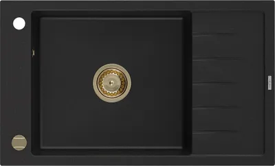 Immagine prodotto di Mexen Elias lavello in granito 1-vasca con gocciolatoio 795 x 480 mm, nero, sifone dorato - 6511791005-77-G