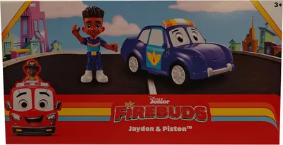 Produktbild von Spin Master 6066309 - Disney - Firebuds - Interaktives Polizeiauto mit Spielfigur, Jayden & Piston