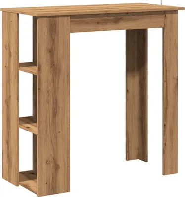 Image de Table de bar avec étagère chêne artisanal bois d'ingénierie