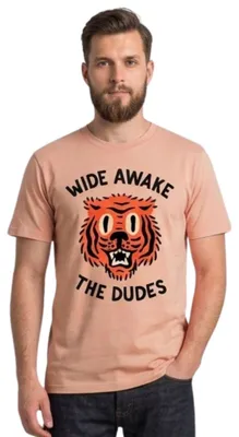 Image de T-shirt pour hommes, modèle "The Dudes Wide Awake", en coton avec motif imprimé, taille L