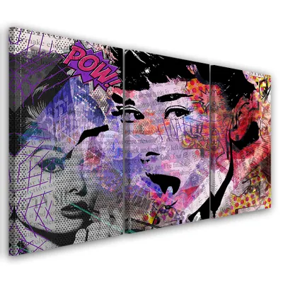 Image de Triptyque sur toile rose personnes 150x100 cm Feeby rose tableau mural prêt à accrocher