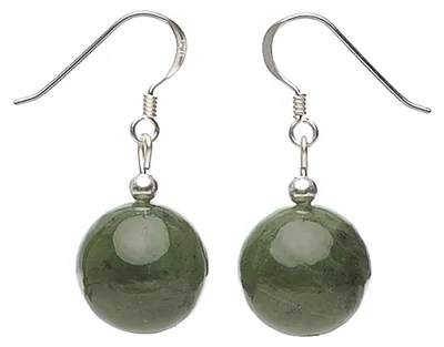 Produktbild von Ohrringe Ohrhänger aus echter Jade 925 Silber grün dunkelgrün Ohrschmuck Damen