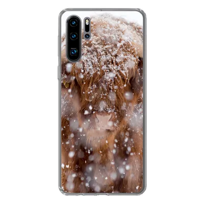 Produktbild von MuchoWow® Handyhülle Schutzhülle Hülle für Huawei P30 Pro Schottischer Highlander - Hörner - Schnee Silikon Softcase Handy Hülle - Schutzdeckel