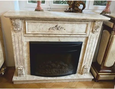 Produktbild von Casa Padrino Luxus Barock Elektrokamin mit Fernbedienung Creme 118 x 32 x H. 96,5 cm