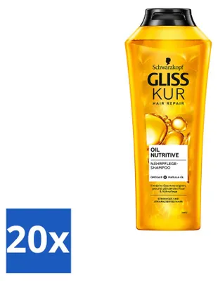 Produktbild von 20 x Gliss Kur Oil Nutritive Shampoo für strohiges und strapaziertes Haar 400 ml - Vorteilspackung - 20 Stücke