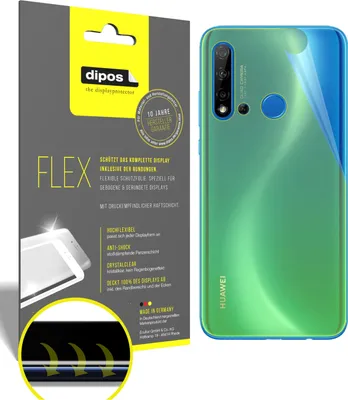 Produktbild von 3x Schutzfolie für Huawei nova 5i Rückseite Folie, 100% Displayabdeckung, dipos Flex