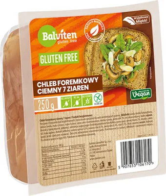 Obrázok produktu pre Celozrnný bezlepkový chlieb 7 zŕn 250 g - Balviten