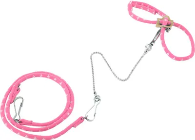 Image de Harnais réglable pour hamster de compagnie, petit rat, souris, laisse de dressage, laisse avec cloche de recherche (rose)