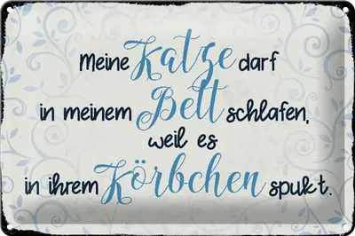 Produktbild von Blechschild Spruch 30x20cm meine Katze darf in meinem Bett