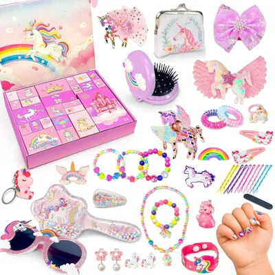 Immagine prodotto di Calendario dell'Avvento 2026 per bambine - 24 giorni di accessori a tema unicorno e piccoli tesori. Calendario natalizio per bambine - Calendario dell'Avvento per contare i giorni fino a Natale