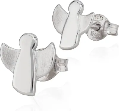 Produktbild von Paar Ohrstecker 9x8mm Engel 925 Silber glanz-matt Motiv Ohrringe anlaufgeschützt