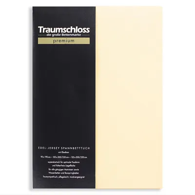Produktbild von Traumschloss Premium Edel-Jersey Spannbettlaken 180-200 x 200-220 cm natur 165g/m², 95% gekämmte Mako Baumwolle, 5% Elasthan