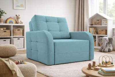 Produktbild von MOEBLO Schlafsessel PORTO 80 – Sofa Sessel Jugendsofa Schlafsofa 1-Sitzer Gästebett mit Schlaffunktion und Bettkasten Kindersofa (BxHxT): 101x90x100 cm - Hellblau (BRAGI 80)