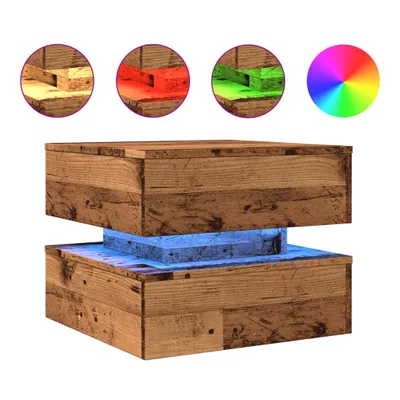 Produktbild von vidaXL Couchtisch mit LED-Leuchten Altholz-Optik 50x50x40 cm