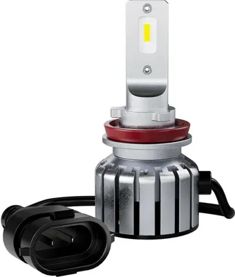 A single LED headlight bulb with its connector is shown against a white background.
