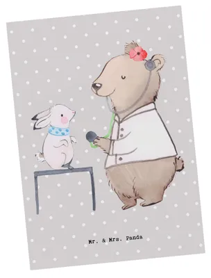 Produktbild von Mr. & Mrs. Panda Postkarte Tierheilpraktikerin Herz - Grau Pastell - Geschenk, Grußkarte, Ansichtskarte, Fotokarte, Ansichtskarten, Postkarten