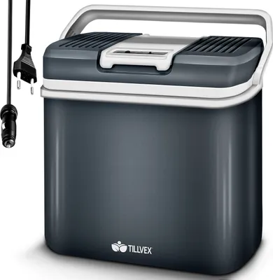 Produktbild von tillvex cool box electric 24L szary | mini lodówka 230 V i 12 V do samochodu kempingowego | chłodzi i ogrzewa | tryb ECO