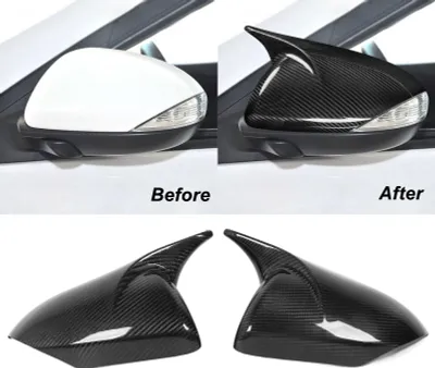 Produktbild von 1 Paar Rückspiegelkappen aus Karbonfaser, Horn-Stil, schützende Seitenflügelabdeckung, Ersatz für Mazda 3 2010 bis 2013