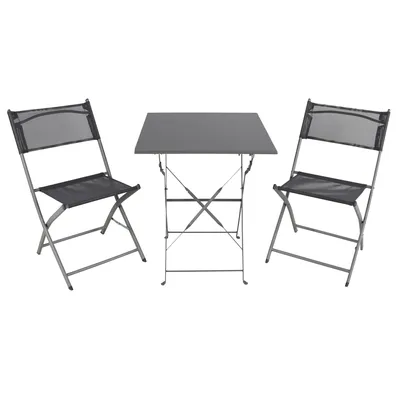 Produktbild von Bistro Set Sitzgruppe Gartenset Gartenmöbel Sitzgarnitur 3-teilig grau
