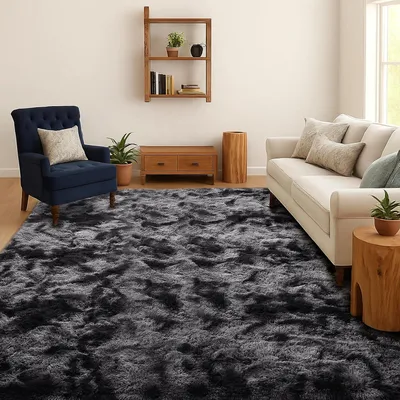Productafbeelding van Wasbaar vloerkleed met antislipondergrond, afmetingen 160x230 cm - Donkergrijs
