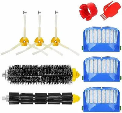 Image de Roues avant + filtre + kit de brosses latérales pour iRobot Roomba série 600 (536, 551, 552, 528, 564, 595, 610, 620, 630, 650, 655, 660)