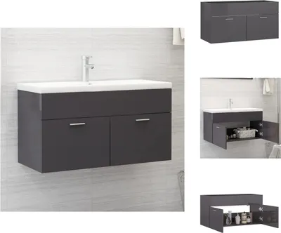 Obrázek produktu pro vidaXL Umyvadlová skříňka lesklá šedá 90x38,5x46cm - Koupelnový nábytek sety