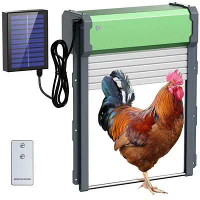 Zdjęcie produktu dla ZELURXX Solarne drzwi do kurnika, automatyczne otwieranie i zamykanie, inteligentne zabezpieczenie przed przytrzaśnięciem, czujnik światła z zegarem zdalnego sterowania, wiele trybów pracy
